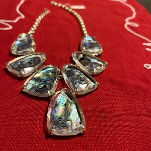 Kendra Scott Statement Harlow Bib Necklace in suspended Abalone Shell - Gold